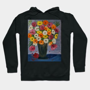 mixed carnations flowers in a turquoise vase Hoodie